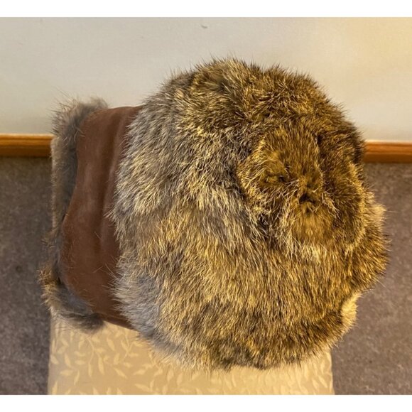 North King Seifter & Sons Brown Rabbit Fur Aviator Trapper Hat Ear Flaps Medium - Picture 6 of 10